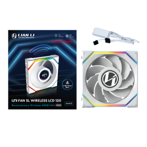 FAN 120MM LIAN LI UNI FAN SL WIRELESS LCD REVERSE BLADE, ARGB, WHITE - 12RSLLCD1W1W - Imagem 4