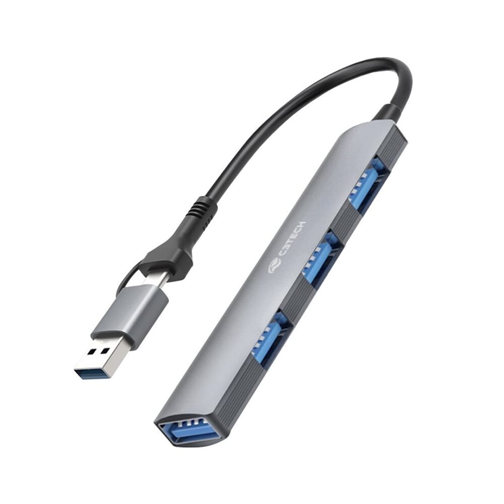 HUB USB C 3.0 4 Portas C3Tech Prata - HU-C330GY