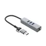 HUB USB-C 3.0 4 Portas C3Tech Prata - HU-LAN1000GY