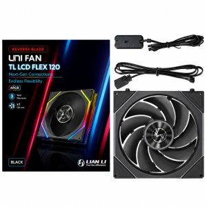 FAN 120MM LIAN LI UNI FAN TL FLEX REVERSE BLADE, ARGB, BLACK - 12RTL1F1B