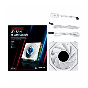 FAN 120MM LIAN LI UNI FAN TL LCD FLEX 120 REVERSE BLADE, ARGB, WHITE - 12RTLLCD1F1W