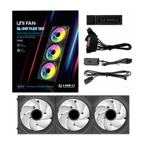 KIT 3 FANS 120MM LIAN LI UNI FAN SL-INF FLEX 120, ARGB, C/ CONTROLADORA WIRELESS, BLACK - 12SLIN1F3B - Imagem 4
