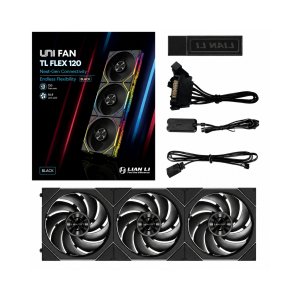 KIT 3 FANS 120MM LIAN LI UNI FAN TL FLEX, ARGB, C/ CONTROLADORA WIRELESS, BLACK - 12TL1F3B - Imagem 3