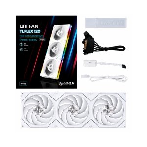 KIT 3 FANS 120MM LIAN LI UNI FAN TL FLEX, ARGB, C/ CONTROL WIRELESS, WHITE - 12TL1F3W - Imagem 2