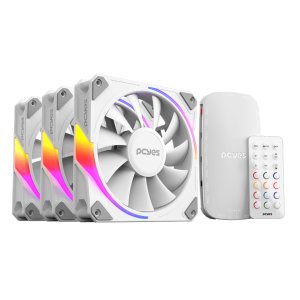 KIT 3 FANS 120MM PCYES SANGUE FRIO 3 ARGB WHITE GHOST, C/ CONTROLADORA+CONTROLE, WHITE - K3ARGBSF3WGBR